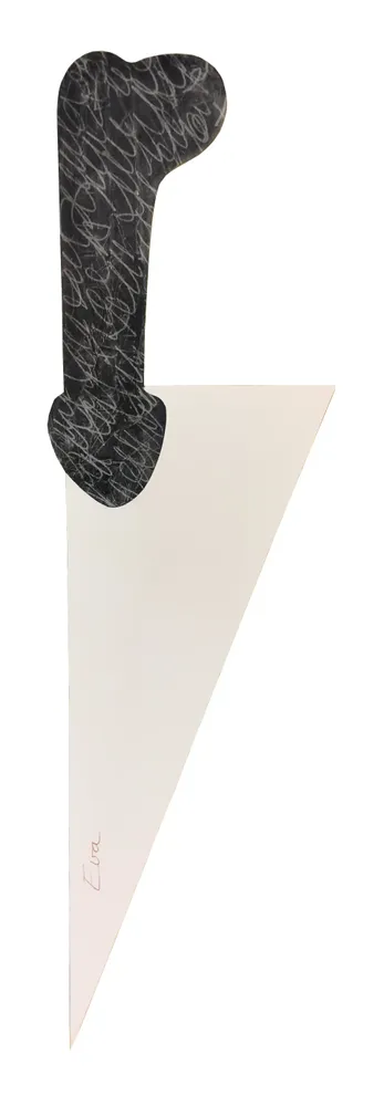 Artwork titled "Obituario de Eva" made with graphite, paper, ink in the year 2023 by Juan Diego Miguel