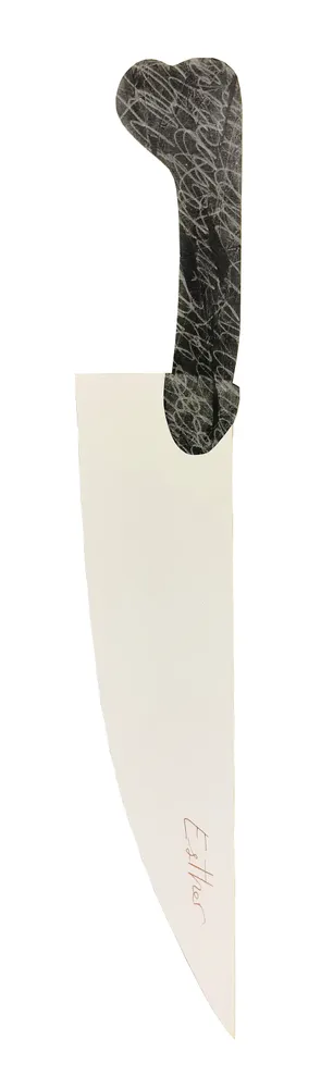 Artwork titled "Obituario de Esther" made with graphite, paper, ink in the year 2023 by Juan Diego Miguel