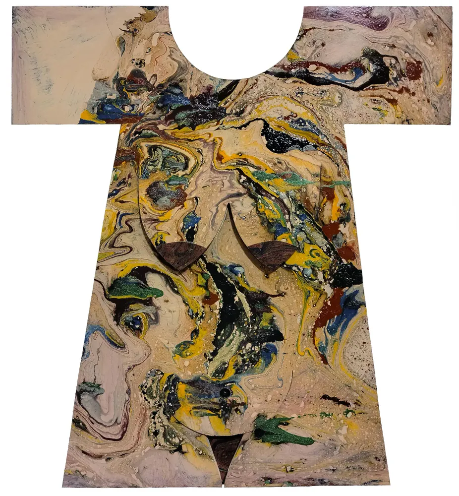 Artwork titled "Madre" made with synthetic enamelled paint, laminate in the year 2023 by Juan Diego Miguel