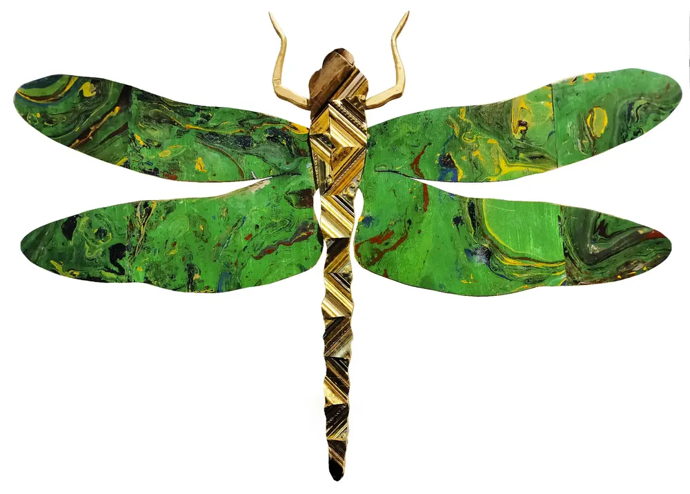 Artwork titled "Libelula" made with synthetic enamelled paint, laminate, plywood, wood in the year 2023 by Juan Diego Miguel