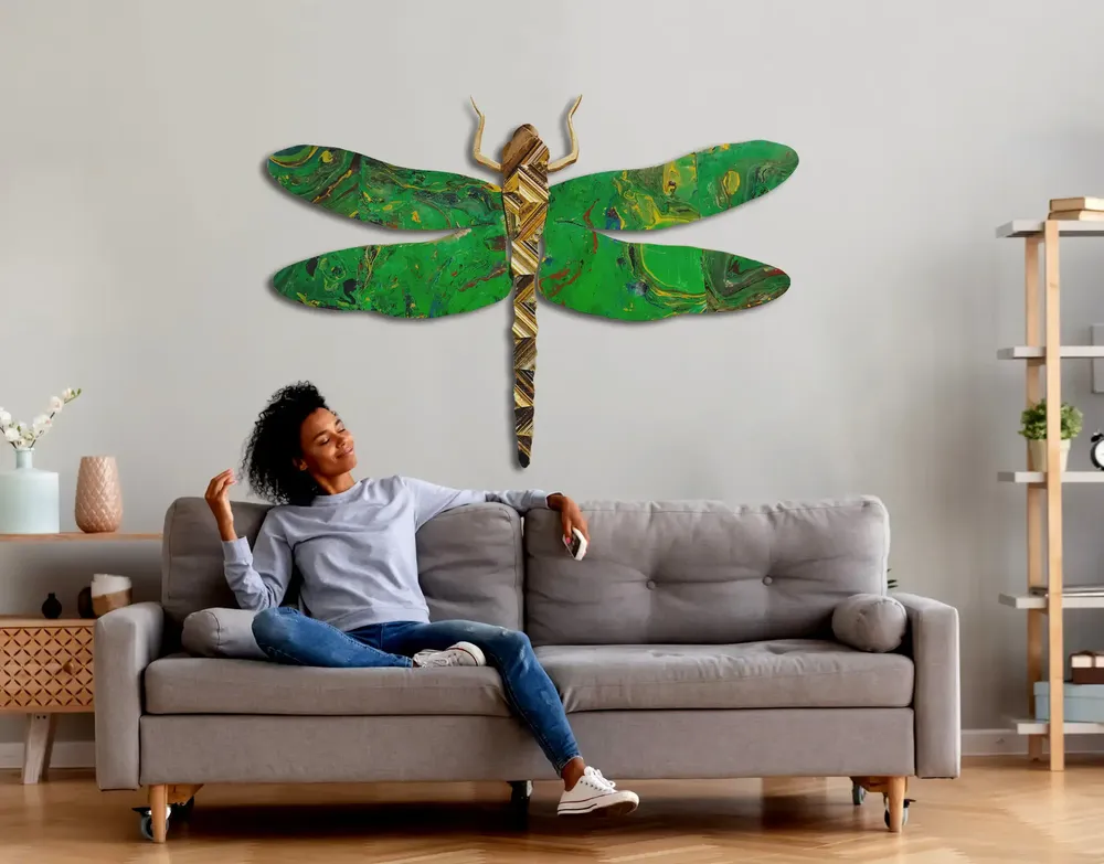 Artwork titled "Libelula" made with synthetic enamelled paint, laminate, plywood, wood in the year 2023 by Juan Diego Miguel
