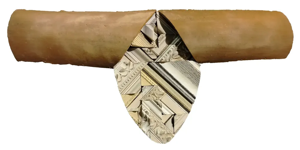 Artwork titled "Cabeza" made with frames, ceramic, brass in the year 2023 by Juan Diego Miguel