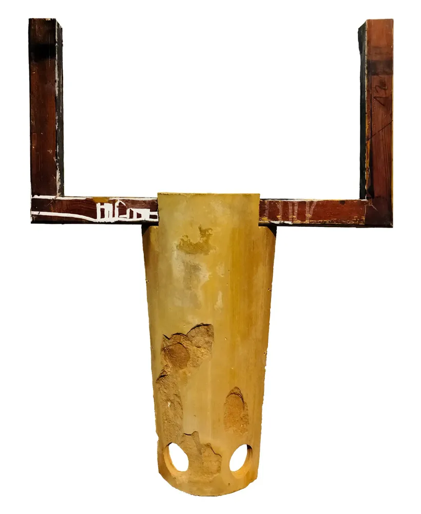 Artwork titled "Vaca" made with wood, brass, ceramic in the year 2023 by Juan Diego Miguel