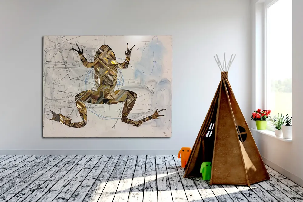 Artwork titled "Rana" made with mdf, frames in the year 2023 by Juan Diego Miguel