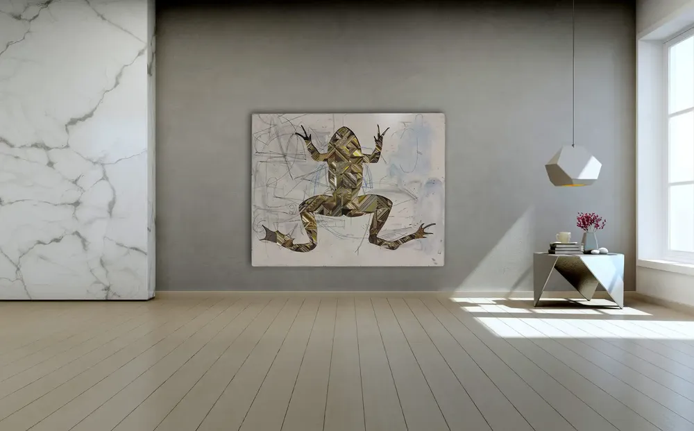 Artwork titled "Rana" made with mdf, frames in the year 2023 by Juan Diego Miguel