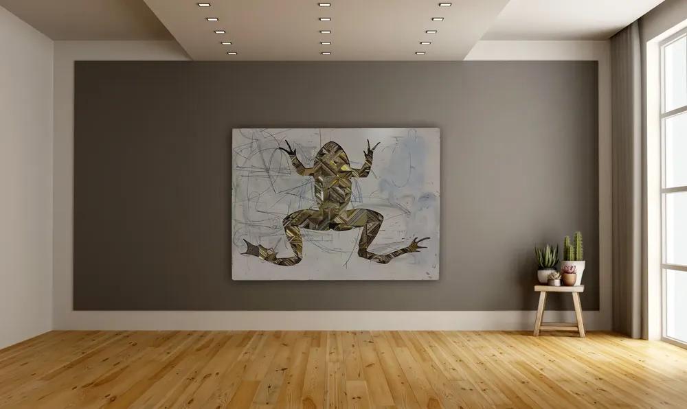 Artwork titled "Rana" made with mdf, frames in the year 2023 by Juan Diego Miguel