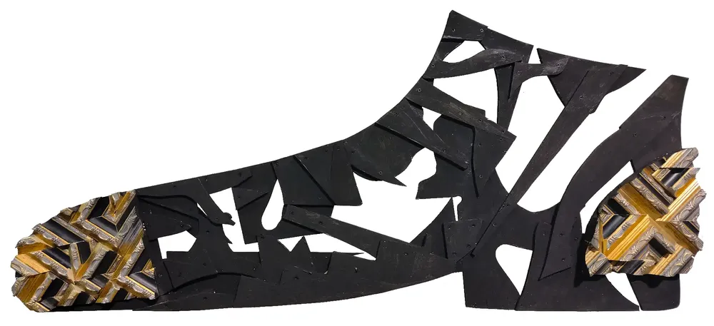 Artwork titled "Botin" made with synthetic enamelled paint, plywood, frames in the year 2023 by Juan Diego Miguel