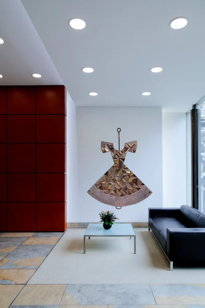 Artwork titled "Vestido de balde" made with iron, zinc, frames in the year 2023 by Juan Diego Miguel