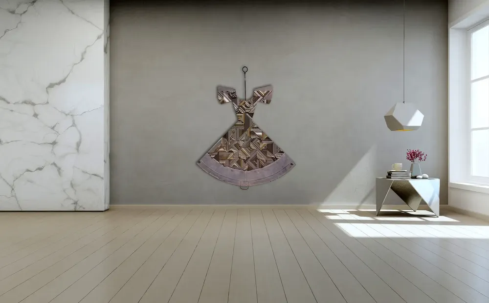 Artwork titled "Vestido de balde" made with iron, zinc, frames in the year 2023 by Juan Diego Miguel