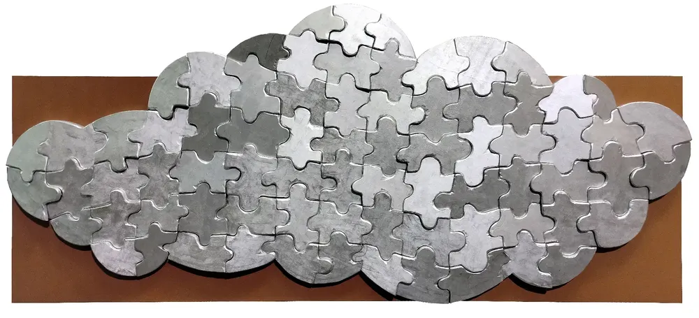 Artwork titled "Nube" made with synthetic enamelled paint, plywood, laminate in the year 2023 by Juan Diego Miguel