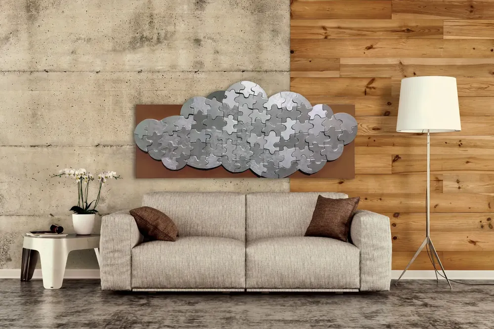 Artwork titled "Nube" made with synthetic enamelled paint, plywood, laminate in the year 2023 by Juan Diego Miguel