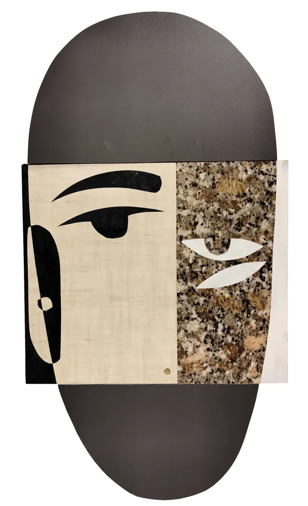 Artwork titled "Cabeza N" made with synthetic enamelled paint, laminate in the year 2023 by Juan Diego Miguel