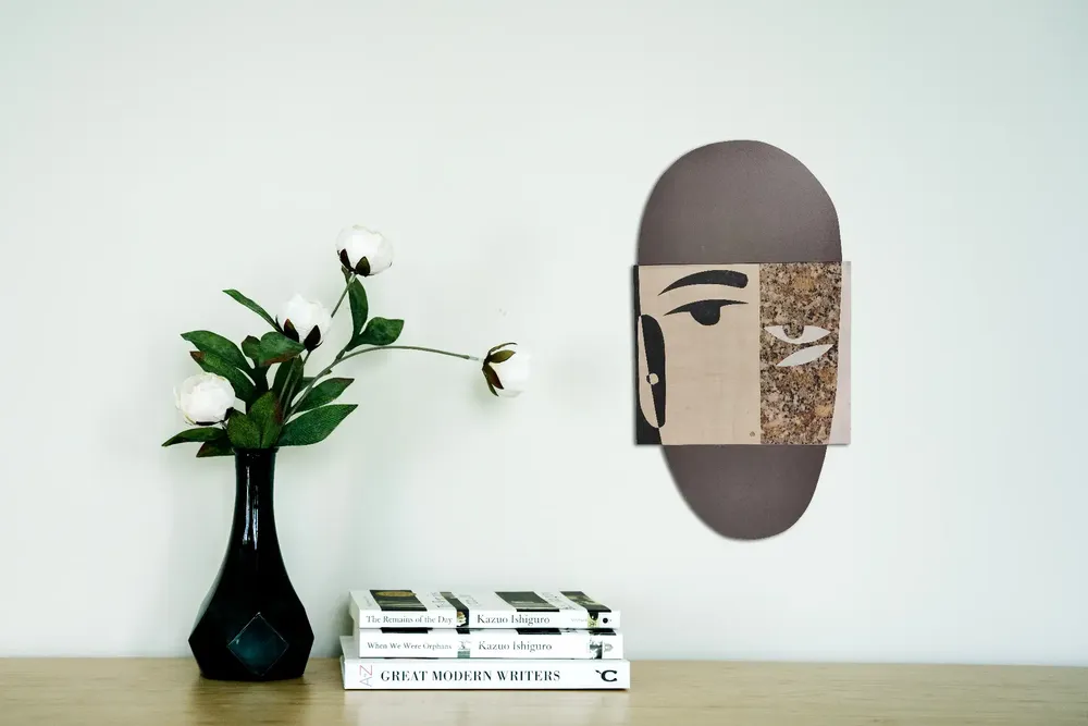 Artwork titled "Cabeza N" made with synthetic enamelled paint, laminate in the year 2023 by Juan Diego Miguel