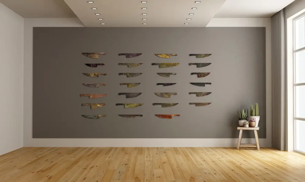 Artwork titled "Abecedario poema" made with brass, copper in the year 2024 by Juan Diego Miguel