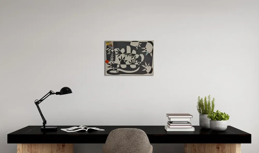 Artwork titled "Pulgoso 5" made with synthetic enamelled paint, laminate, cardboard in the year 2024 by Juan Diego Miguel