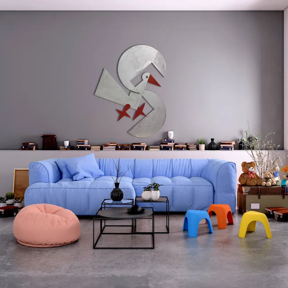Artwork titled "Pajaro" made with synthetic enamelled paint, plywood, Plastic in the year 2024 by Juan Diego Miguel