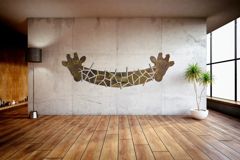 Artwork titled "Doble jirafa" made with bakelite, brass, iron in the year 2024 by Juan Diego Miguel