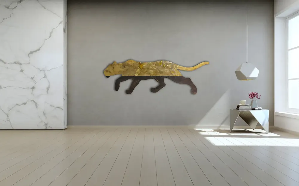 Artwork titled "Gato" made with brass in the year 2024 by Juan Diego Miguel