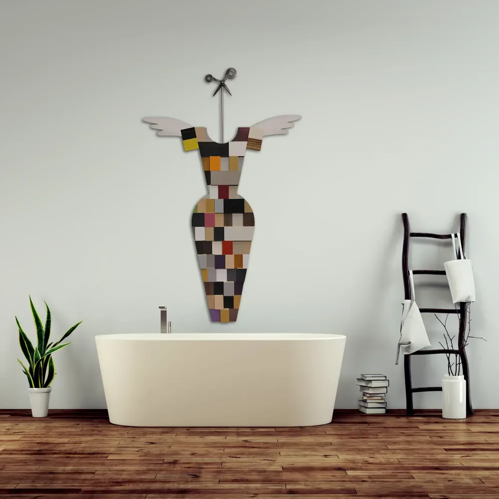 Artwork titled "Costurera" made with iron, stainless steel, methacrylate, laminate in the year 2024 by Juan Diego Miguel