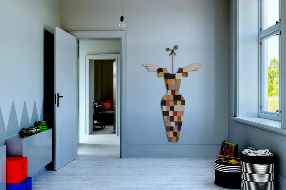 Artwork titled "Costurera" made with iron, stainless steel, methacrylate, laminate in the year 2024 by Juan Diego Miguel