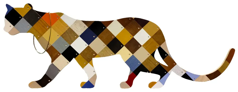 Artwork titled "Arlequinado" made with brass, laminate, plywood in the year 2024 by Juan Diego Miguel