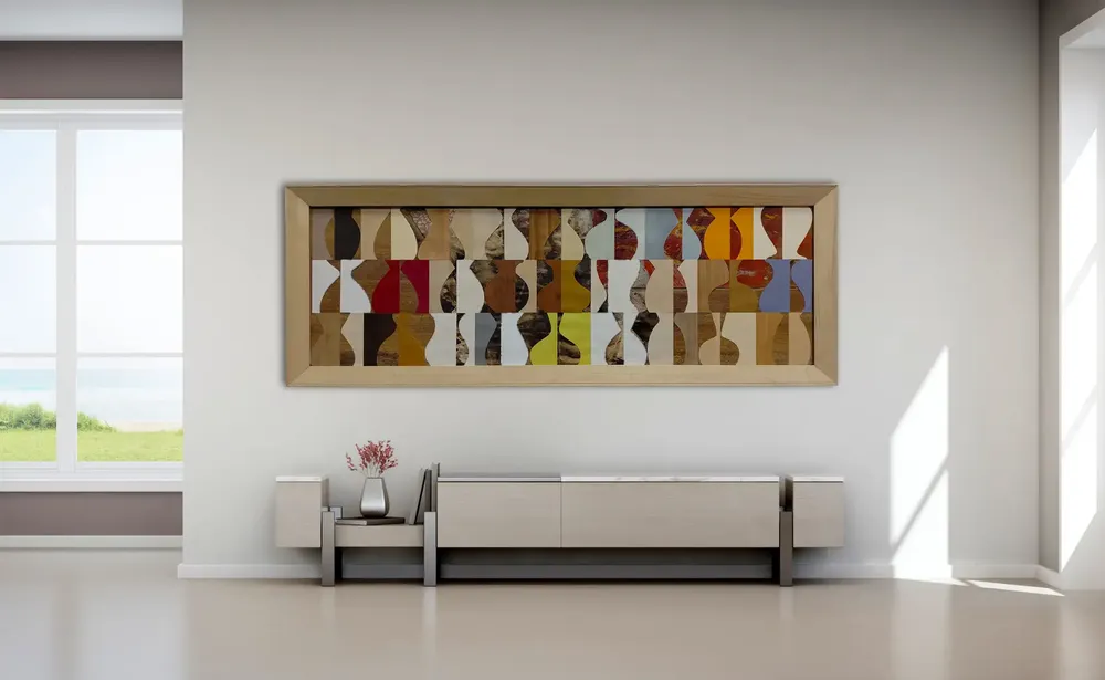 Artwork titled "Cacharros" made with wood, Plastic, abrasive, synthetic enamelled paint, laminate, glue in the year 2024 by Juan Diego Miguel