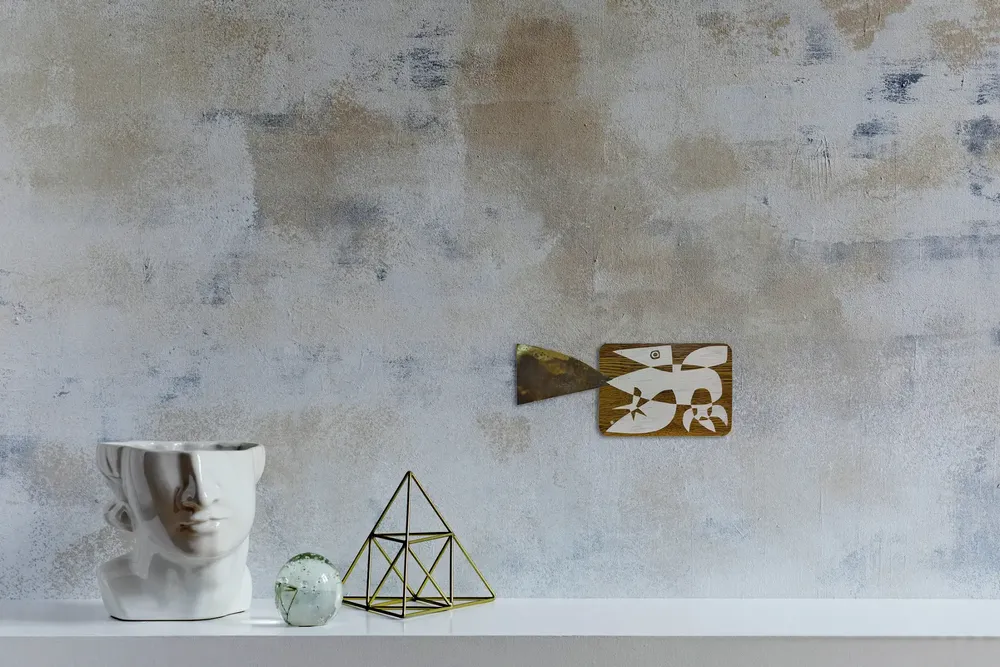 Artwork titled "Pajaro" made with synthetic enamelled paint, laminate, brass in the year 2024 by Juan Diego Miguel