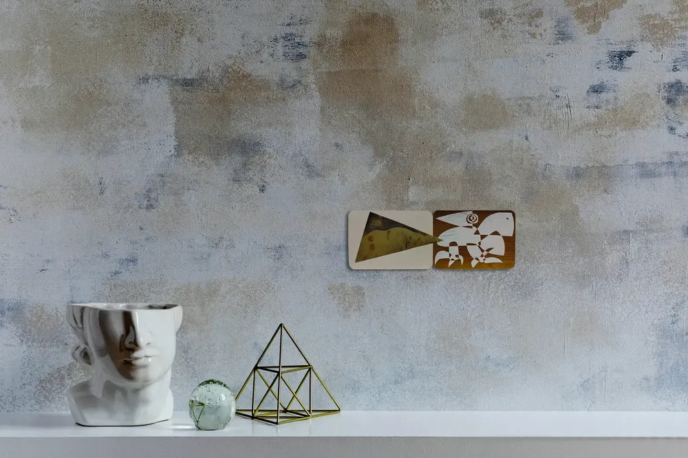 Artwork titled "Pajaro" made with synthetic enamelled paint, laminate, brass in the year 2024 by Juan Diego Miguel