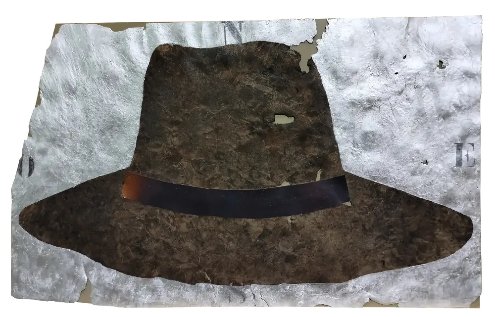 Artwork titled "Orientador" made with synthetic enamelled paint, wood, copper, mdf in the year 2024 by Juan Diego Miguel