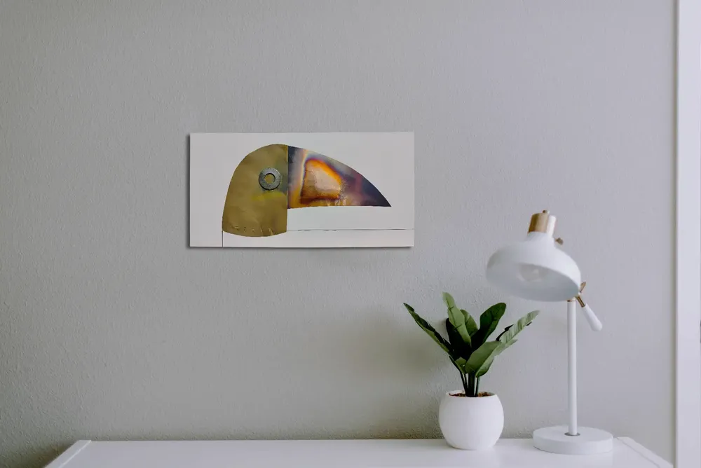 Artwork titled "Tucan" made with brass, copper, iron, pen, paper in the year 2024 by Juan Diego Miguel