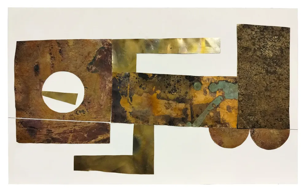 Artwork titled "Siesta" made with brass, copper, pen, Typex in the year 2024 by Juan Diego Miguel