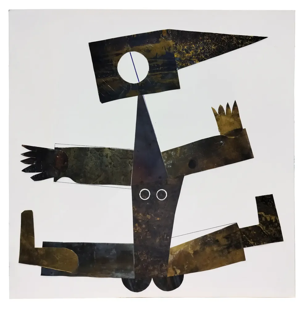 Artwork titled "Chica" made with copper, brass, Typex, Pen in the year 2024 by Juan Diego Miguel
