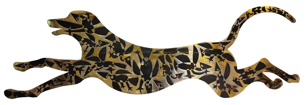 Artwork titled "Espantando pajaros" made with brass, iron in the year 2024 by Juan Diego Miguel