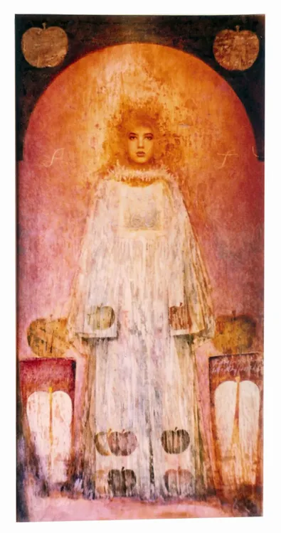 Artwork titled "Dama de las manzanas" made with undefined in the year 1985 by Juan Diego Miguel